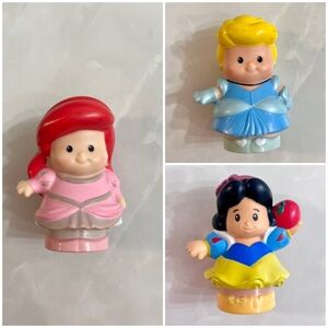 Lot Of 3 Fisher Price Little People Disney Cinderella Snow White, Ariel Princess